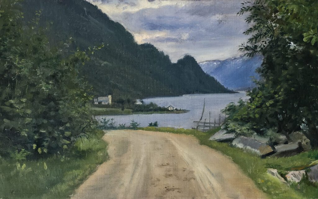 Oljemaleri tilskrevet Harald Grønneberg – Ullensvang i Hardanger, ca. 1890