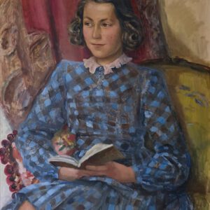 Kirsten Biørn Willoch – portrett i blå kjole, oljemaleri 1944