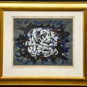 Håkon Bleken grafikk 1975 provetrykk med ekspressivt motiv og kontraster