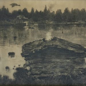 Halfdan Gran kulltegning - Ender i flukt" motiv.